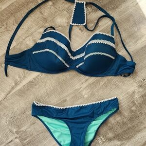 Shade & Shore Teal and White Bikini Set
